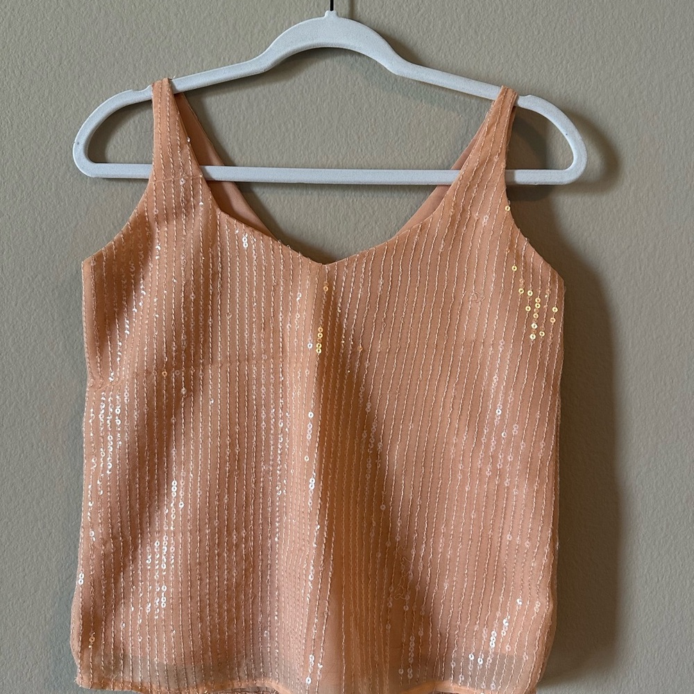 Sequin Peach Tank Top - Size S - NWOT